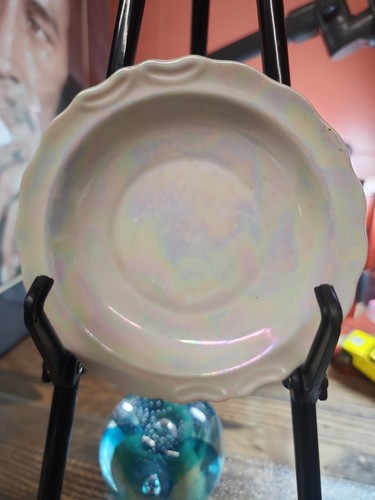 White Pearl Iridescent & Gold Rose Ceramic Pot Miniature FREE Same Day Shipping - Picture 6 of 8