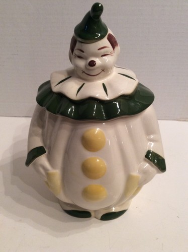 Vintage Clown Ceramic Cookie Jar San Jose Potteries Cookie Jar Green Clown Jar - Picture 11 of 12