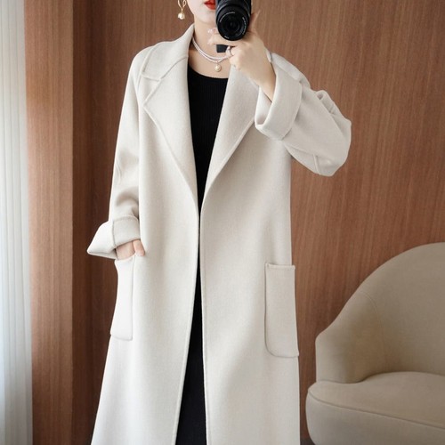 2025 Autunno Inverno Doppio Lato Cashmere Parka Donna 100% Lana Cappotti Soprabito- - Foto 19 di 33