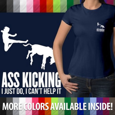 Ass Kicking Kick Boxing Fighter Fighting Funny Tee Juniors Girls Womens T-Shirt