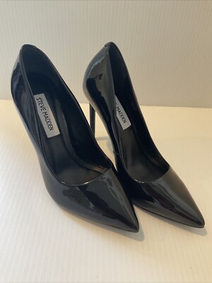 Steve Madden Vala Black Patent Fashion High Heel Pointed toe Stiletto Pumps 5M