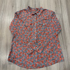 Wrangler Wrancher Paisley Mens XL Long Sleeves Shirt Snap Button