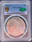 1921-D MORGAN SILVER DOLLAR PCGS MS65 CAC A WHITE BEAUTY