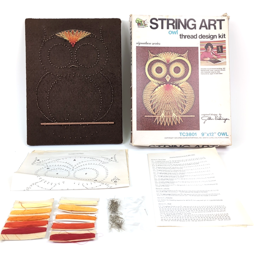 Vintage 1970er EULE Schnur Filz Kunst Kit 9"x12" Mid Century Modern Gewinde Design