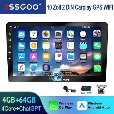10'' DAB+ Android 15 4+64G Carplay Autoradio Doppel 2 DIN GPS NAVI BT MIK +KAM FM