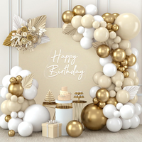 Luftballon Girlande Weiß Gold, 111 StüCk Sandweiß Metallic Gold Ballon Girlande