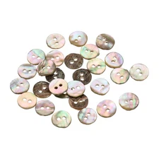 25Pcs Natural Shell Button, 2 Hole 10mm Mother of Pearl Buttons, 1.5-2.3mm