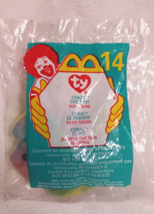 McDonalds TY Teenie Beanie Baby Toy 2000 Coral the Fish #14 New Sealed