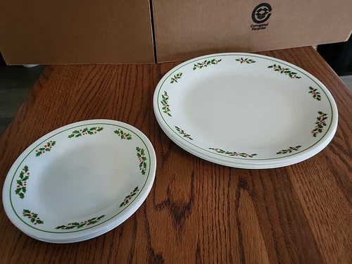 Set Of 7 Corelle Winter Holly Dinnerware 