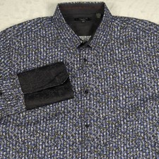 Ted Baker All Over Flower Print Long Sleeve French Cuff Button-up Mens Size 16.5