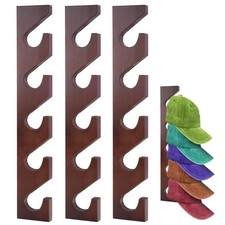 3 Pack Wall Mounted Baseball Cap Rack Wooden Hat Organizer Display