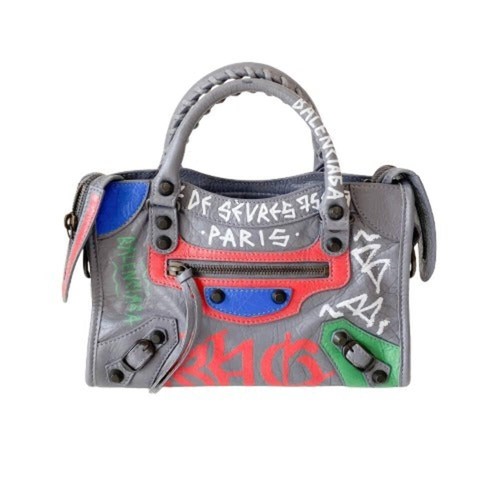 BALENCIAGA Tasche The City Graffiti Mini Grau