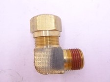 Parker VS269NTA-12-8 3/4" Tube x 1/2" MPT 90° Brass DOT Air Brake Elbow Fitting