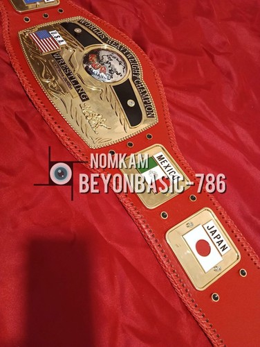 NWA DOM GLOB RED World Heavyweight Wrestling Championship Title Belt 4MM/2MM - Picture 5 of 10