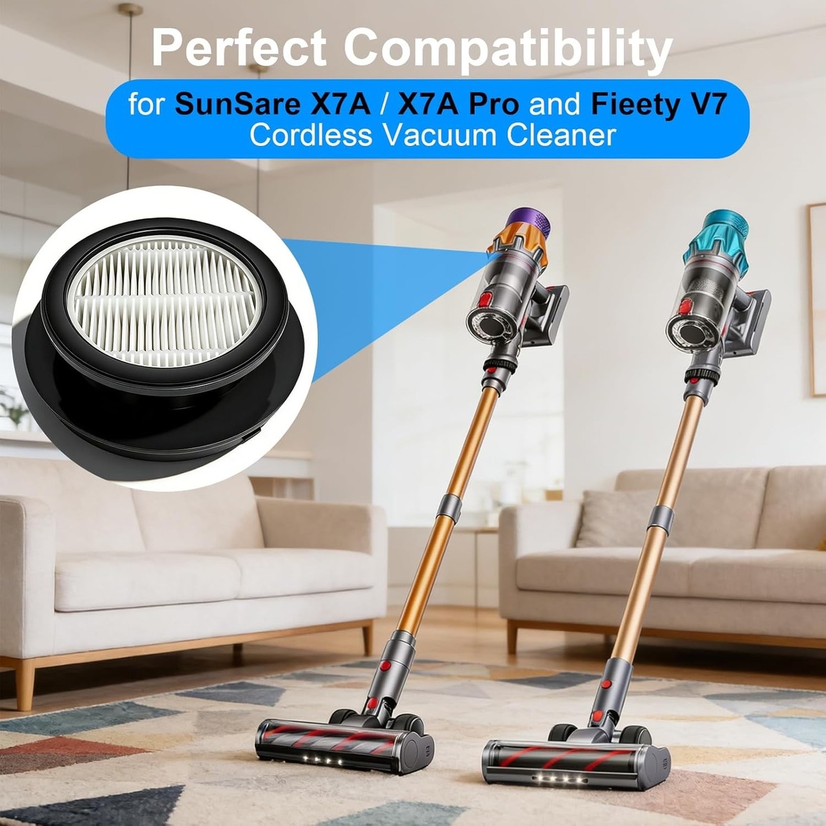4 Pack X7A Filter Compatible with SunSare X7A Cordless Stick