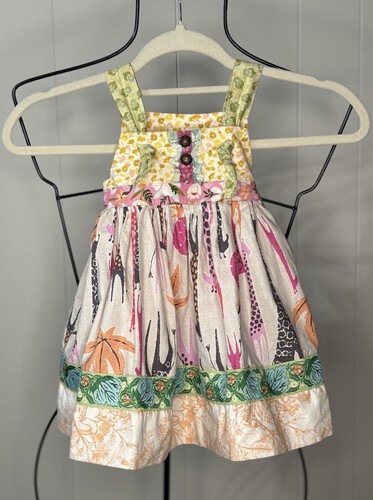 Matilda Jane Platinum Jelani Giraffe Jungle Safari Knot Dress Sz 18 Months RARE