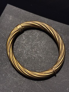 Gold Filled Gold Plated Victoria Revival Italy Wire Cable Hinged Bangle Bracelet