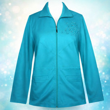 Damen Sweatjacke Freizeitjacke Jacke Hoodie Baumwolle Strass Steine Kurzgröße