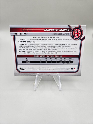 MARCELO MAYER 2022 Bowman Chrome Prospect MEGA MOJO RIFRATTORE #BCP-237 Boston - Foto 2 di 2