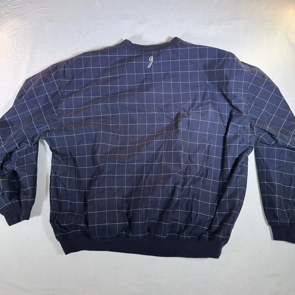 Pullover cortavientos Jantzen azul para hombre patrón de rejilla L/G cuello en V manga larga Foto 4 de 4