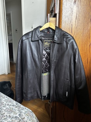 REED Men's Premium Varsity Leather/Wool Jacket Made In USA (3XT, Black