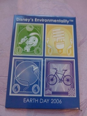 Disney Button Pin Jiminy Cricket Environmentality Earth Day 2006