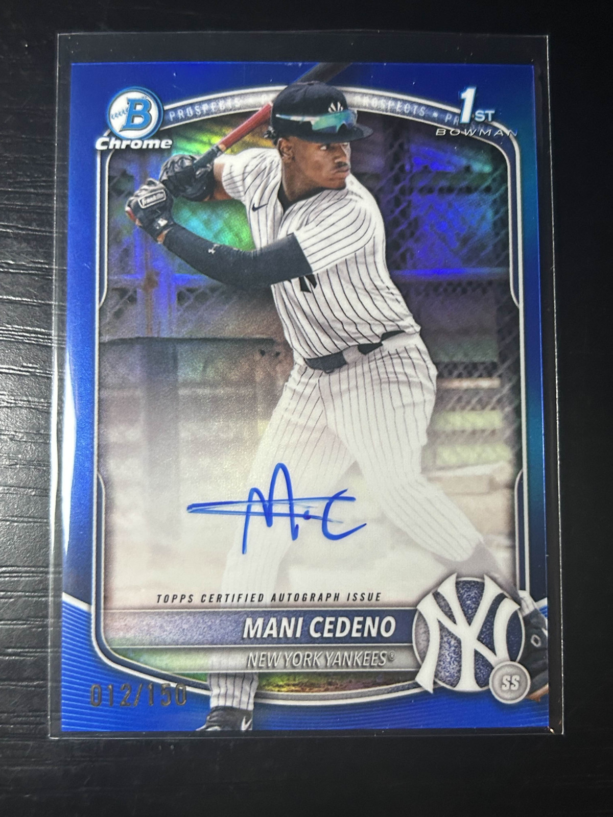 Mani Cedeno 2025 Bowman Chrome #CPA-MCE Blue Refractor Auto /150 1st Rookie RC