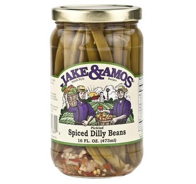 Jake & Amos Pickled Spiced Dilly Beans, 16 Oz. Jar (Pack of 2)