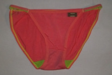 Girls 10-12 string bikini panties coral w/neon lime trim nwot tween 80s retro