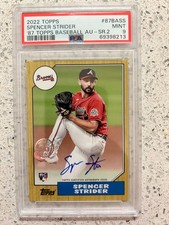 Spencer Strider 2022 Topps Rookie Card- '87 Topps Baseball Autograph- SR.2 PSA 9