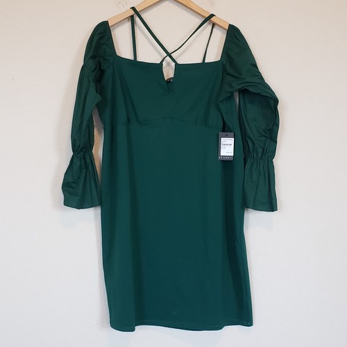 Eloquii Green Eden Off the Shoulder Long Sleeve Stretch Sheath Dress Plus 22W