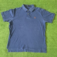 Polo Ralph Lauren Polo Shirt Men s XL Solid Blue Pony Logo Classic Short Sleeve