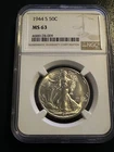 1944 S  Walking Liberty Half Dollar NGC MS63 Blast White Rattler !