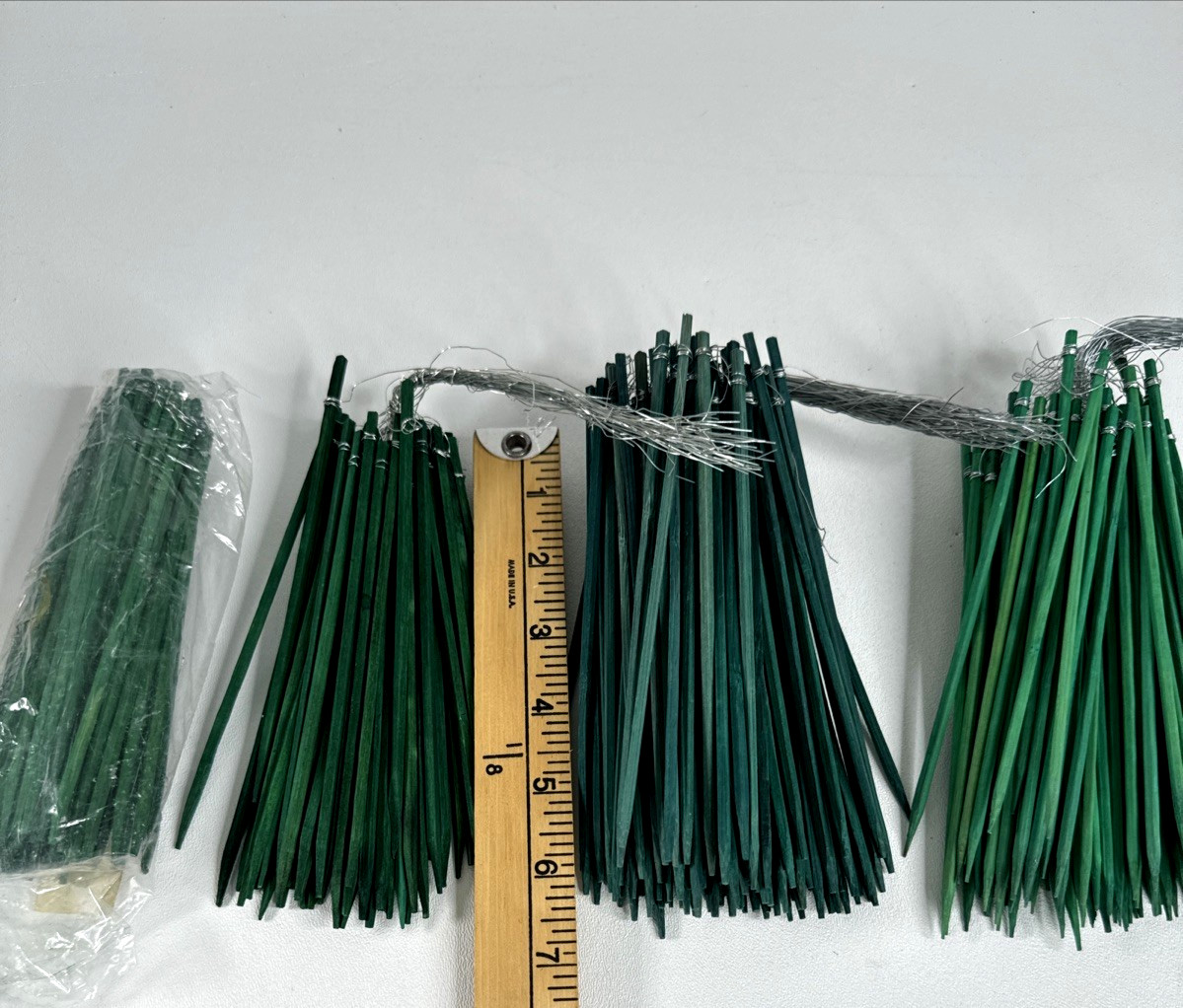 New Professional Floral Stem Supports 4 Bunches 2S 2L Wired Green Wood Picks 6"