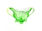 Vintage Green Depression Glass Pair Fruit Theme Footed Sugar Bowl with Handles