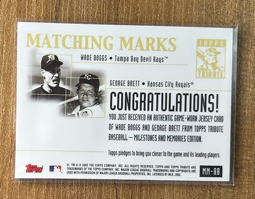 2002 Topps Tribute Matching Marks Boggs & Brett #MM-BB HOF NM or better - Picture 2 of 2