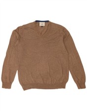 John Lewis Mens V-Neck Jumper Sweater Small Beige Cotton KP06