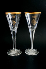 TWO ANTIQUE 19TH CENTURY GLASSES WITH ENGRAVED AND GILDED BOWL