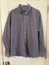 Club Room Men  s Dress Shirt Button-Up Size 17.5, 36-37 Red, White, And Blue