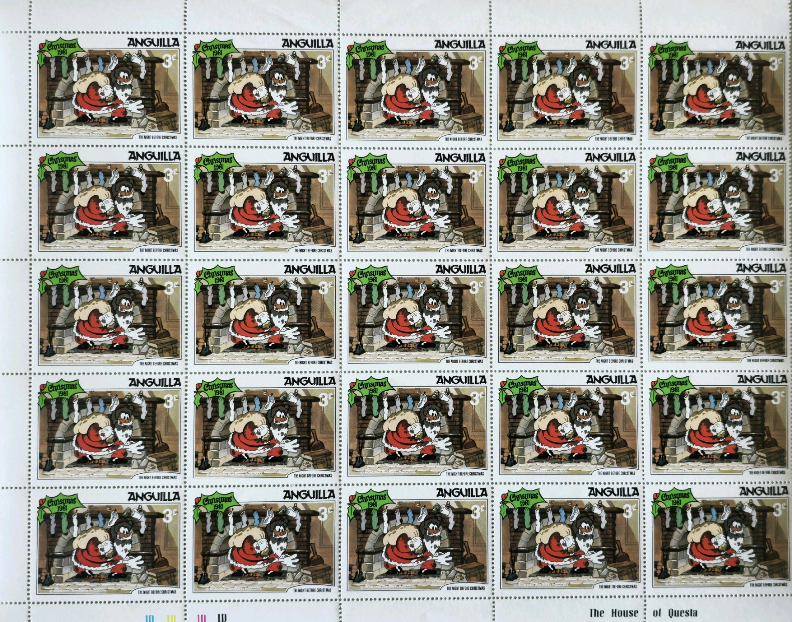Sheet of Anguilla Christmas Post Stamps #0301