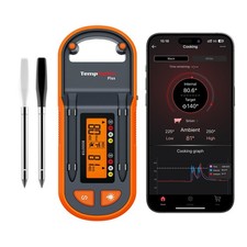 ThermoPro TempSpike Plus 600ft Wireless Meat Thermometer with 2 Color-Coded P...