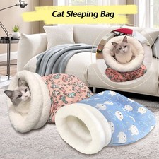 Pet Cat Nest Sleeping Bag Washable Cozy Cat Beds Easy Access Winter Warm