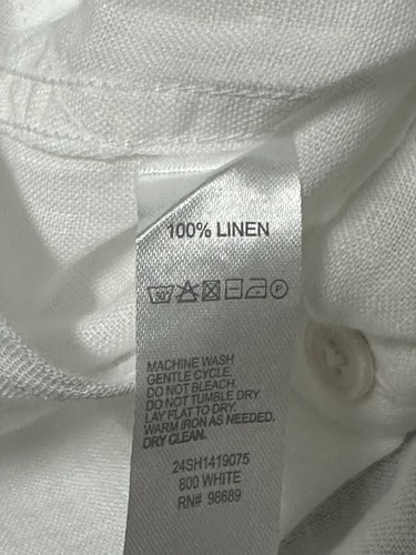 Todd Snyder Mens White Linen Band Collar Baird McNutt Irish Button Up Sz XS - Picture 8 of 9