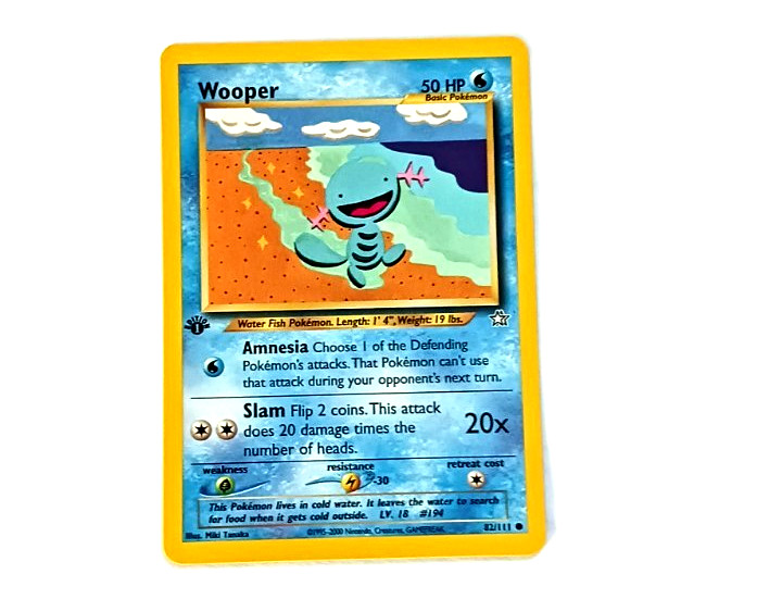 2000 Vintage Pokémon Neo Genesis 1st Edition Card 82 Wooper NM Condition
