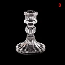 Glass Candle Holder for Tealight Retro Glass Candlestick Romantic Party Dinner W