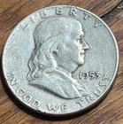 1953 D US Benjamin Franklin LIBERTY BELL Vintage Silver Half Dollar Coin