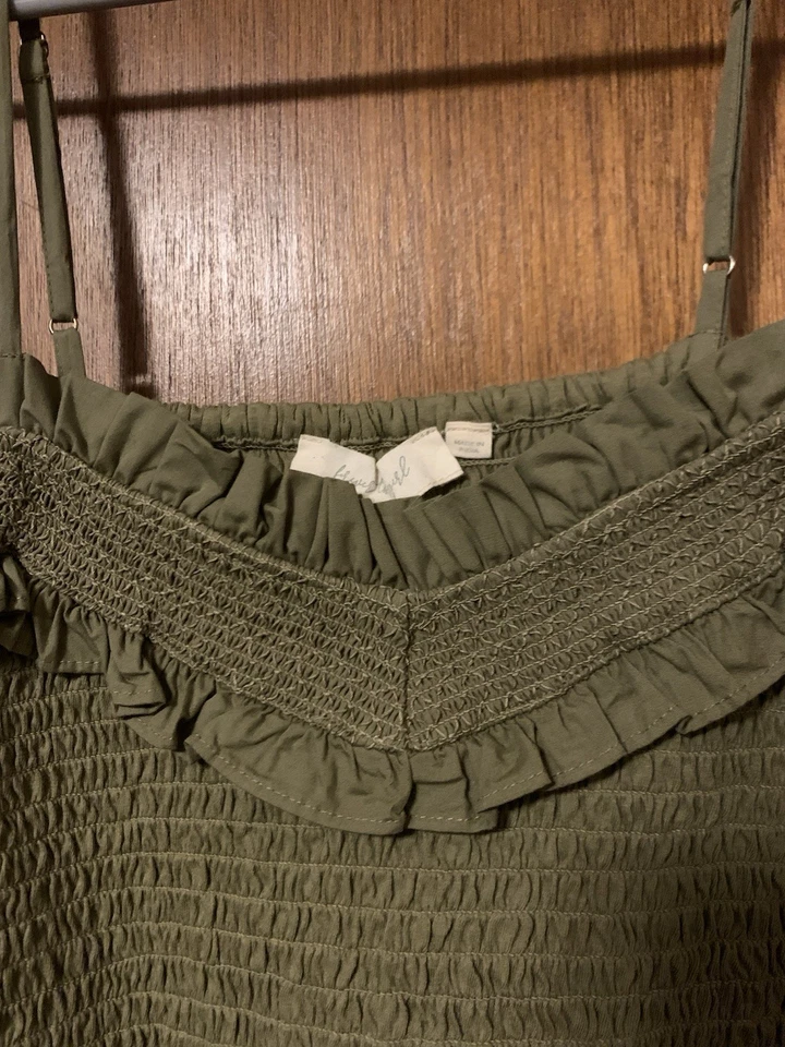 Anthropologie Forever That Girl Sage 绿色褶皱绑带背心 XL — 第 3/4 张图片