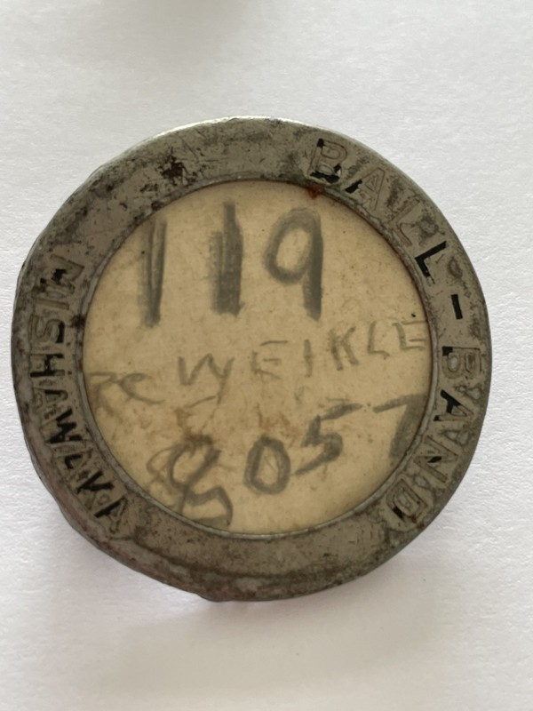 WWII 1940's BALL BAND MISHAWAKA employee badge pinback 