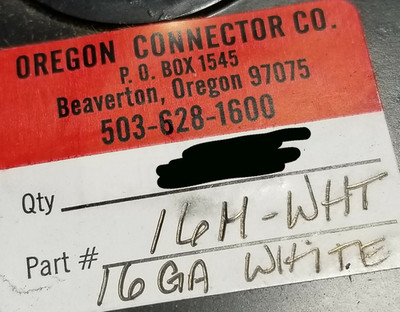 Oregon Connector #16awg GPT SAE J1128 Automotive Primary White /100ft