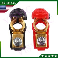 2 Car Battery Terminal Connector Top Post Positive Negative Heavy Duty Universal